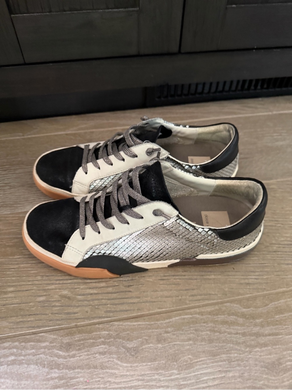 Dolce Vita Women's Black, Silver and Tan Low-Top Sneakers